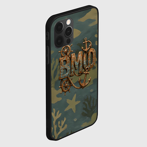Чехол iPhone 12 Pro Max ВМФ старые буквы / 3D-Черный – фото 2
