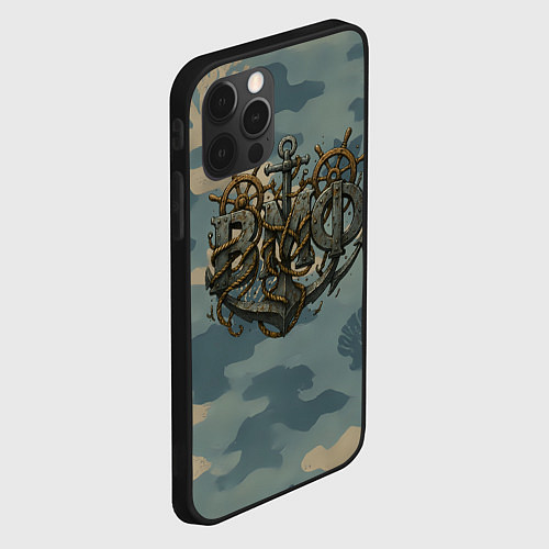 Чехол iPhone 12 Pro Max ВМФ и большой якорь / 3D-Черный – фото 2