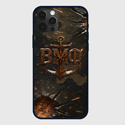 Чехол для iPhone 12 Pro Max Объемные буквы ВМФ и якорь, цвет: 3D-черный