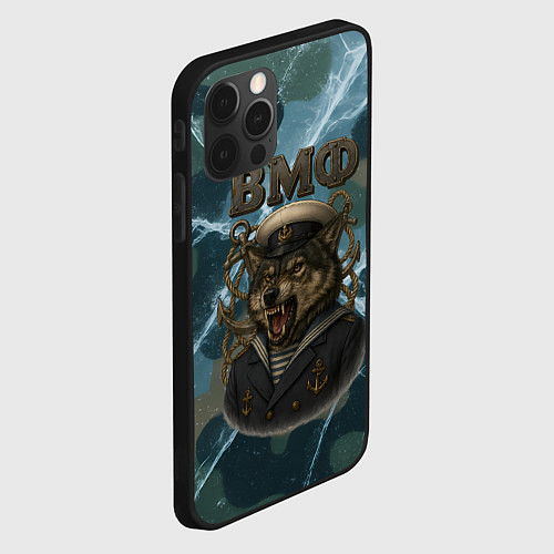 Чехол iPhone 12 Pro Max ВМФ злой волк / 3D-Черный – фото 2