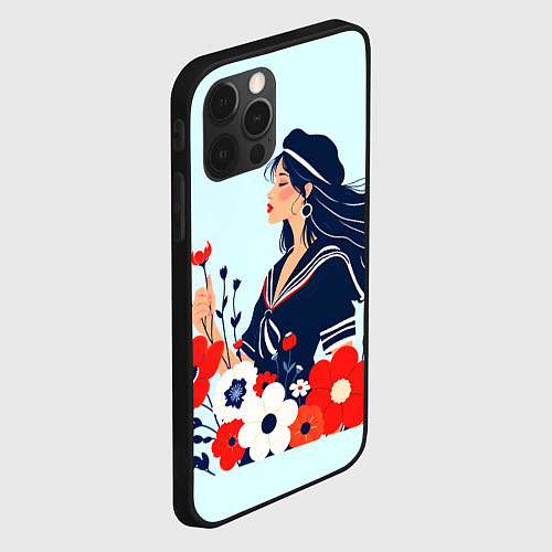 Чехол iPhone 12 Pro Max Девушка моряка / 3D-Черный – фото 2