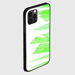 Чехол для iPhone 12 Pro Max Color white light green stripes, цвет: 3D-черный — фото 2