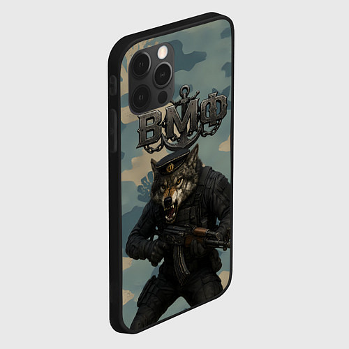 Чехол iPhone 12 Pro Max ВМФ пехотинец волк / 3D-Черный – фото 2