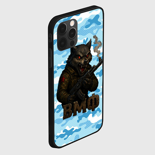 Чехол iPhone 12 Pro Max Волк с красными глазами ВМФ / 3D-Черный – фото 2