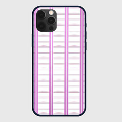 Чехол для iPhone 12 Pro Max Color white cage pink line, цвет: 3D-черный