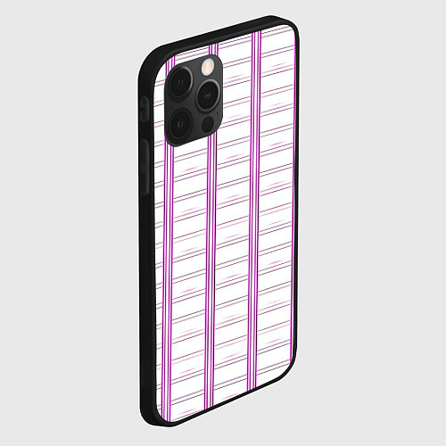 Чехол iPhone 12 Pro Max Color white cage pink line / 3D-Черный – фото 2