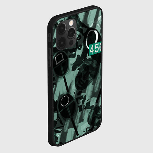 Чехол iPhone 12 Pro Max Номер 456 на фоне масок игры в кальмара / 3D-Черный – фото 2