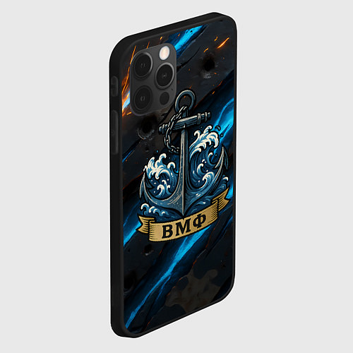 Чехол iPhone 12 Pro Max Якорь ВМФ / 3D-Черный – фото 2