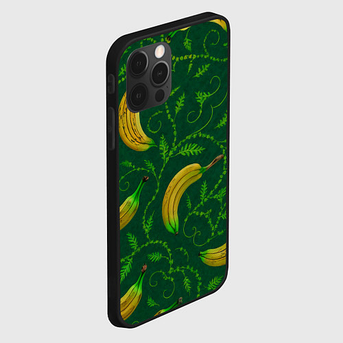 Чехол iPhone 12 Pro Max Банановый орнамент паттерн / 3D-Черный – фото 2