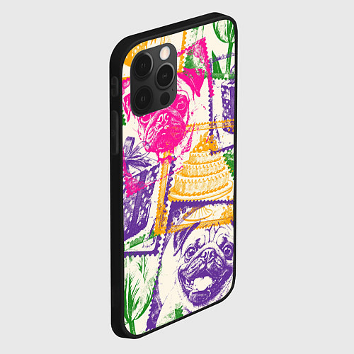 Чехол iPhone 12 Pro Max Мопс и праздник / 3D-Черный – фото 2