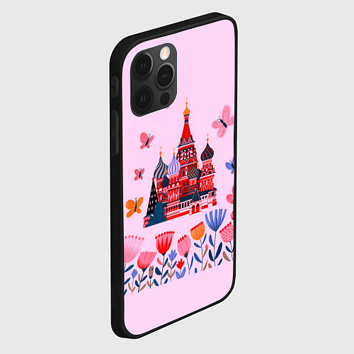 Чехол iPhone 12 Pro Max Москва - собор / 3D-Черный – фото 2
