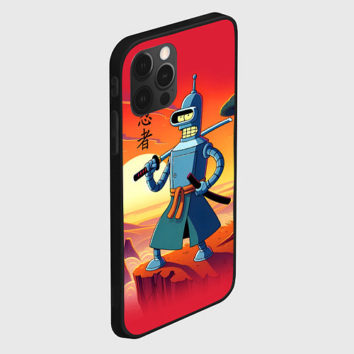 Чехол iPhone 12 Pro Max Бендер ниндзя в Японском пейзаже / 3D-Черный – фото 2