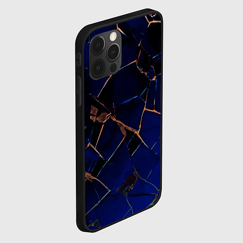 Чехол iPhone 12 Pro Max Тёмный синий абстракция битые плиты / 3D-Черный – фото 2