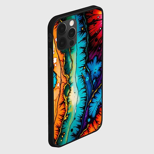 Чехол iPhone 12 Pro Max Разноцветный узор / 3D-Черный – фото 2