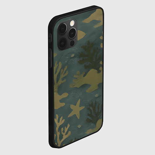 Чехол iPhone 12 Pro Max Подводный камуфляж из рыб / 3D-Черный – фото 2