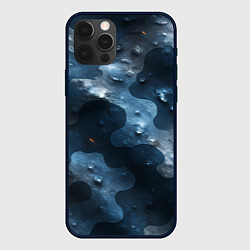 Чехол для iPhone 12 Pro Max Синий камуфляж с каплями, цвет: 3D-черный