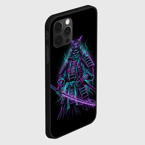 Чехол iPhone 12 Pro Max Неоновый электросамурай / 3D-Черный – фото 2