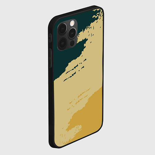 Чехол iPhone 12 Pro Max Желто-зеленые абстрактные полосы / 3D-Черный – фото 2