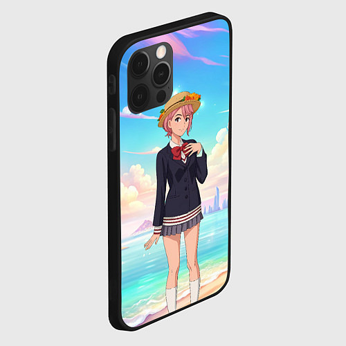 Чехол iPhone 12 Pro Max Дандадан Сиратори Айра на берегу моря / 3D-Черный – фото 2