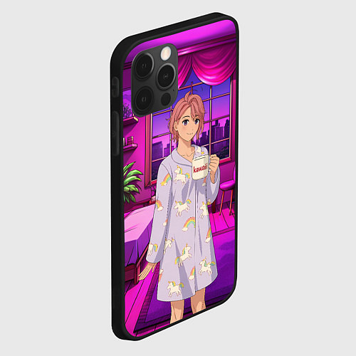 Чехол iPhone 12 Pro Max Дандадан Сиратори Айра с кофе / 3D-Черный – фото 2