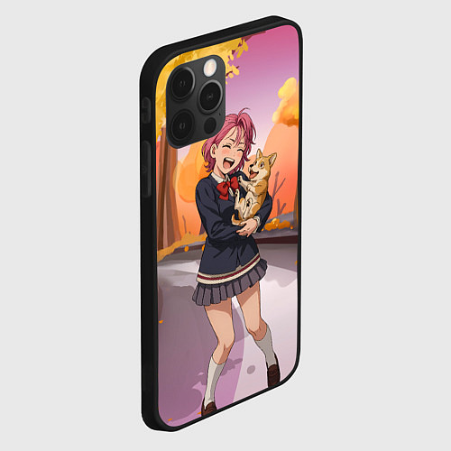 Чехол iPhone 12 Pro Max Сиратори Айра Дандадан с щенком / 3D-Черный – фото 2