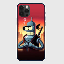 Чехол для iPhone 12 Pro Max Крутой ниндзя Бендер в ночном городе, цвет: 3D-черный