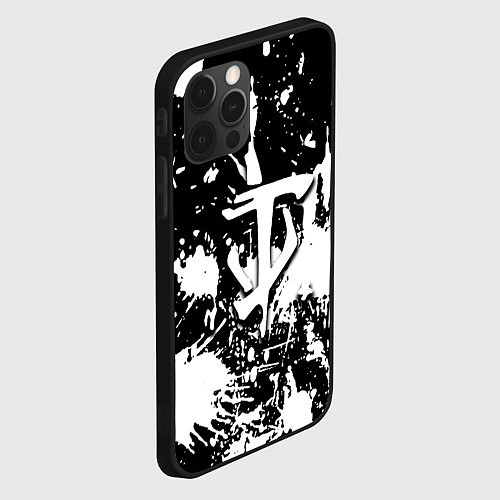 Чехол iPhone 12 Pro Max Doom белые краски / 3D-Черный – фото 2