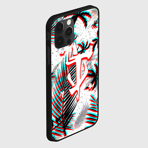Чехол iPhone 12 Pro Max Doom тропики глитч / 3D-Черный – фото 2