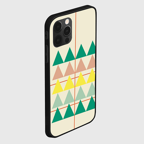Чехол iPhone 12 Pro Max Абстрактный лес - треугольники на светлом / 3D-Черный – фото 2