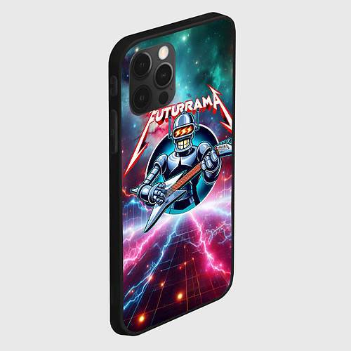 Чехол iPhone 12 Pro Max Гитарист Бендер рок группы Футурама / 3D-Черный – фото 2