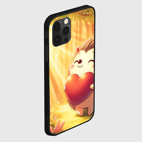 Чехол iPhone 12 Pro Max Солнечный ёж в лесу / 3D-Черный – фото 2