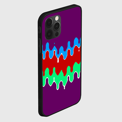 Чехол iPhone 12 Pro Max Фиолетовый с искажёнными абстрактными полосами / 3D-Черный – фото 2