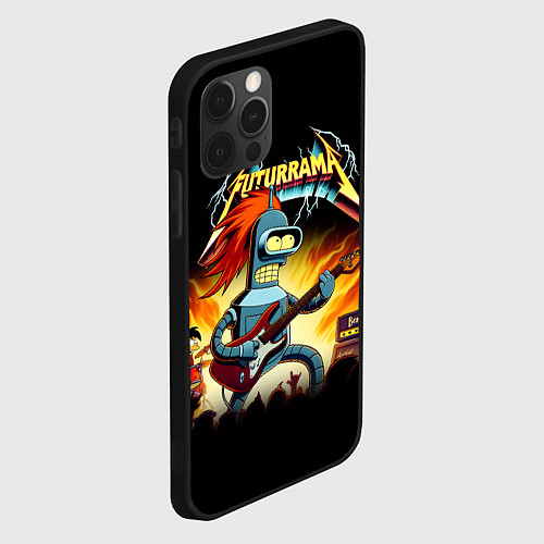 Чехол iPhone 12 Pro Max Bender is a hard rock guitarist - Futurama / 3D-Черный – фото 2