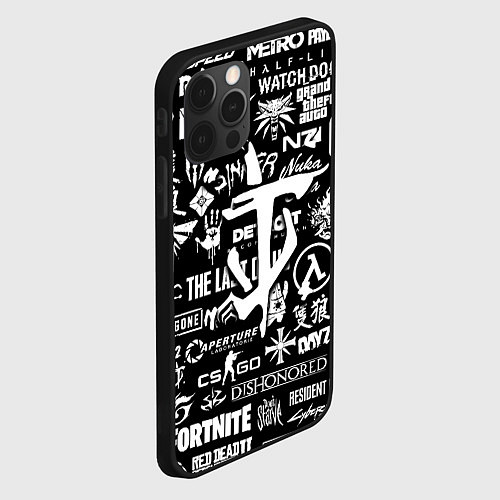 Чехол iPhone 12 Pro Max Doom логотипы всех игр / 3D-Черный – фото 2