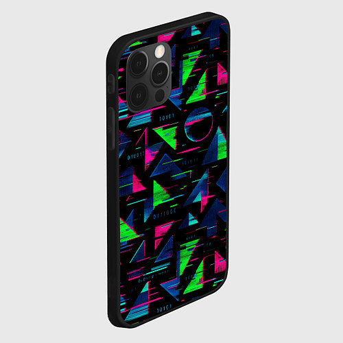 Чехол iPhone 12 Pro Max Геометрия глитч / 3D-Черный – фото 2