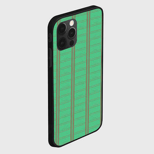 Чехол iPhone 12 Pro Max Color green cage brown stripes / 3D-Черный – фото 2