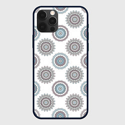 Чехол для iPhone 12 Pro Max Круглый разноцветный узор мандала, цвет: 3D-черный