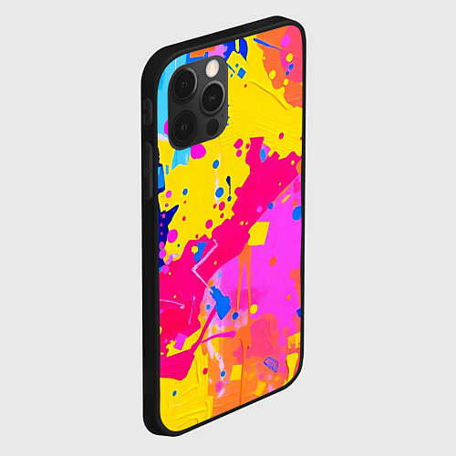 Чехол iPhone 12 Pro Max Яркие пятна акриловой краски на стене / 3D-Черный – фото 2