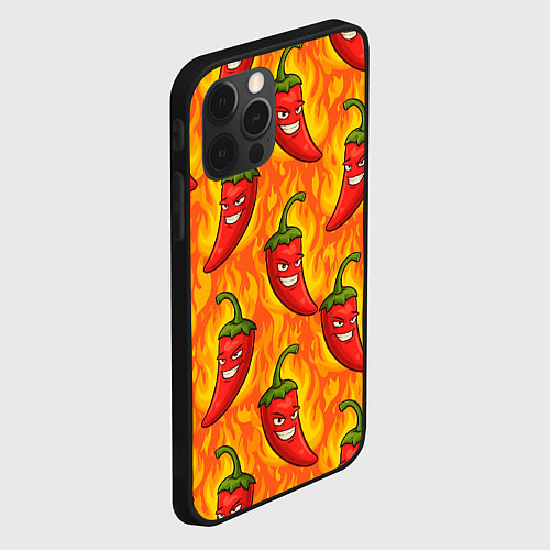 Чехол iPhone 12 Pro Max Огненный перец паттерн / 3D-Черный – фото 2