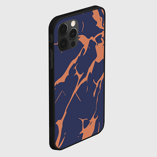 Чехол iPhone 12 Pro Max Разломы на синем / 3D-Черный – фото 2