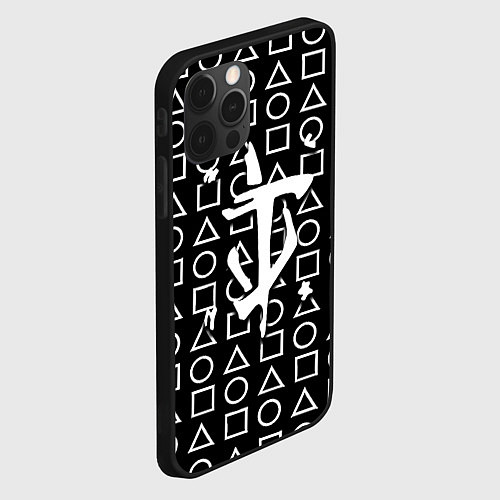 Чехол iPhone 12 Pro Max Doom geometry pattern / 3D-Черный – фото 2
