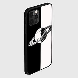 Чехол для iPhone 12 Pro Max Сатурн черно-белый, цвет: 3D-черный — фото 2