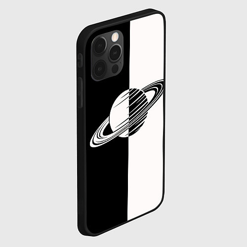 Чехол iPhone 12 Pro Max Сатурн черно-белый / 3D-Черный – фото 2