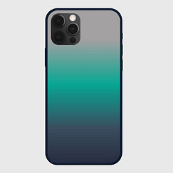 Чехол для iPhone 12 Pro Max Градиент серо-зеленый, цвет: 3D-черный