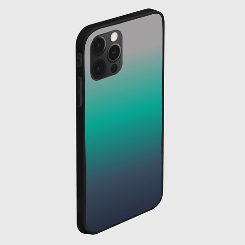 Чехол iPhone 12 Pro Max Градиент серо-зеленый / 3D-Черный – фото 2