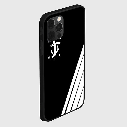 Чехол iPhone 12 Pro Max Doom white geometry / 3D-Черный – фото 2