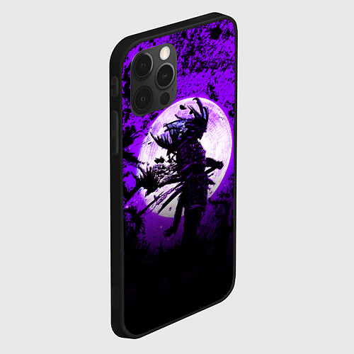 Чехол iPhone 12 Pro Max Самурай при луне / 3D-Черный – фото 2