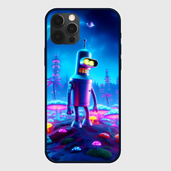 Чехол для iPhone 12 Pro Max Бендер на сказочной неоновой грибной планете - ней, цвет: 3D-черный