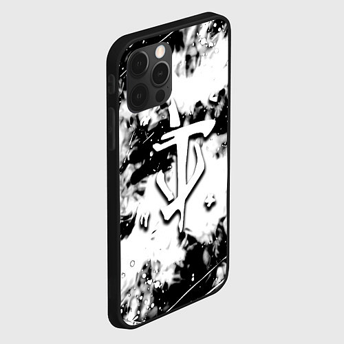 Чехол iPhone 12 Pro Max Doom краски всплеск белые / 3D-Черный – фото 2