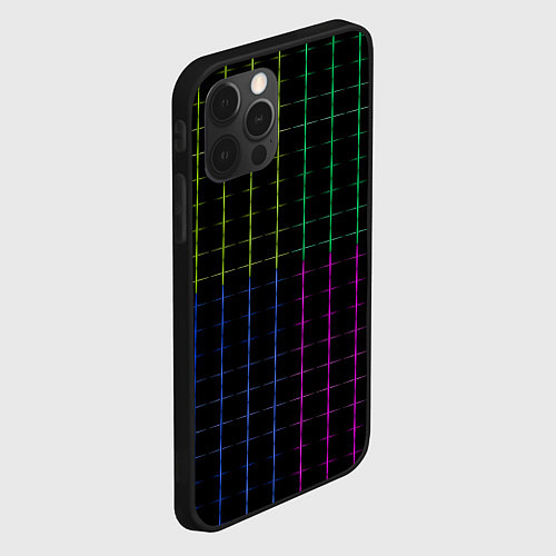 Чехол iPhone 12 Pro Max Color black multicolored stripes / 3D-Черный – фото 2